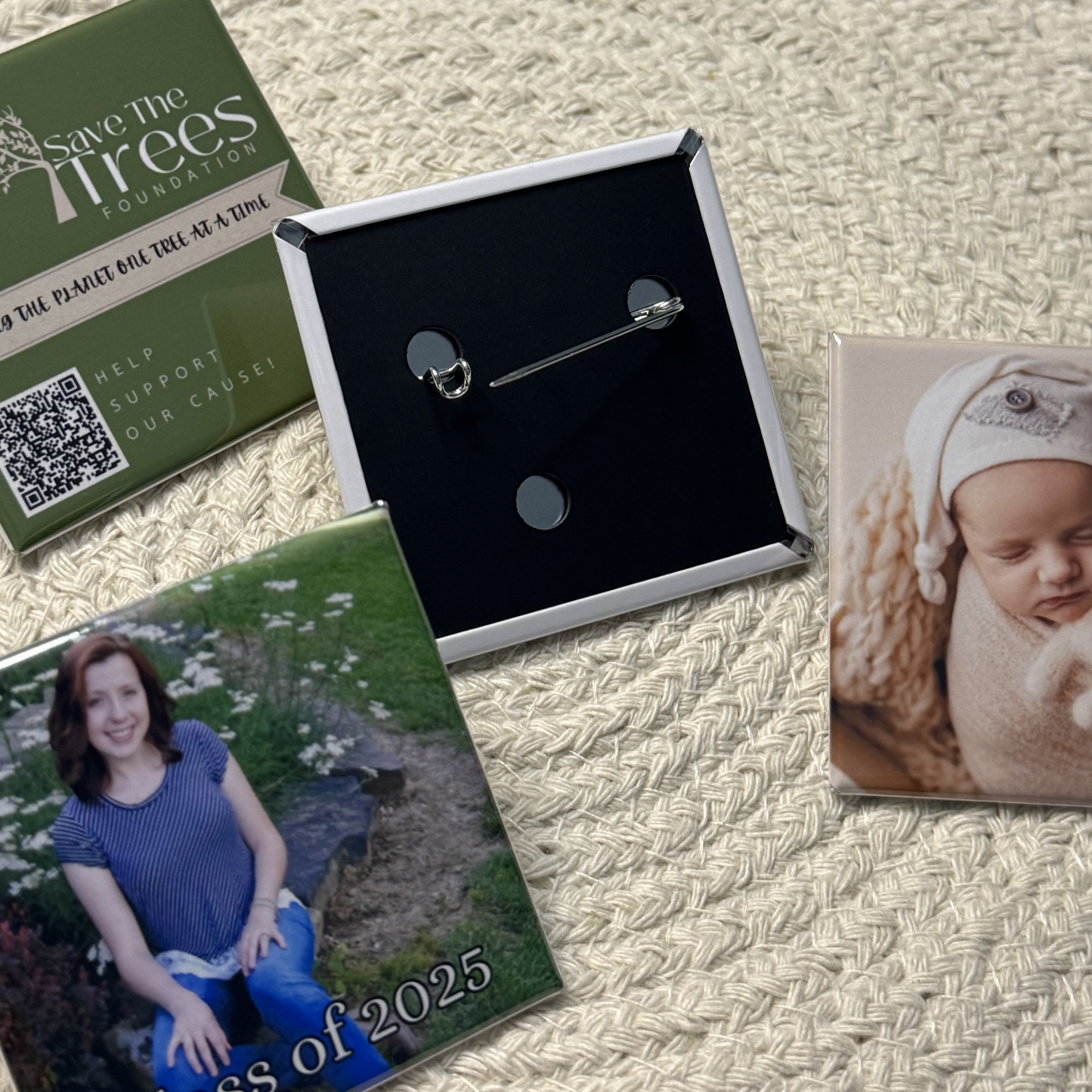Custom Square Photo Buttons/Pins