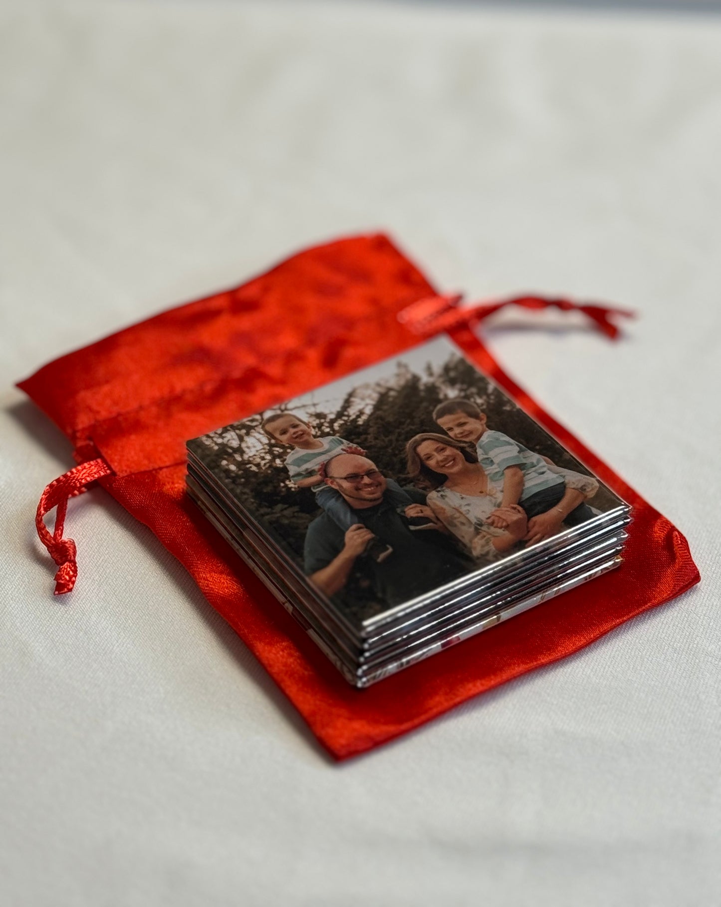 Custom Christmas Photo Magnet Set (Satin Gift Bag Included)