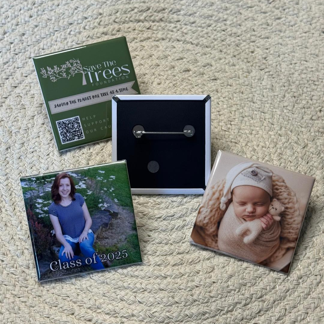 Custom Square Photo Buttons/Pins