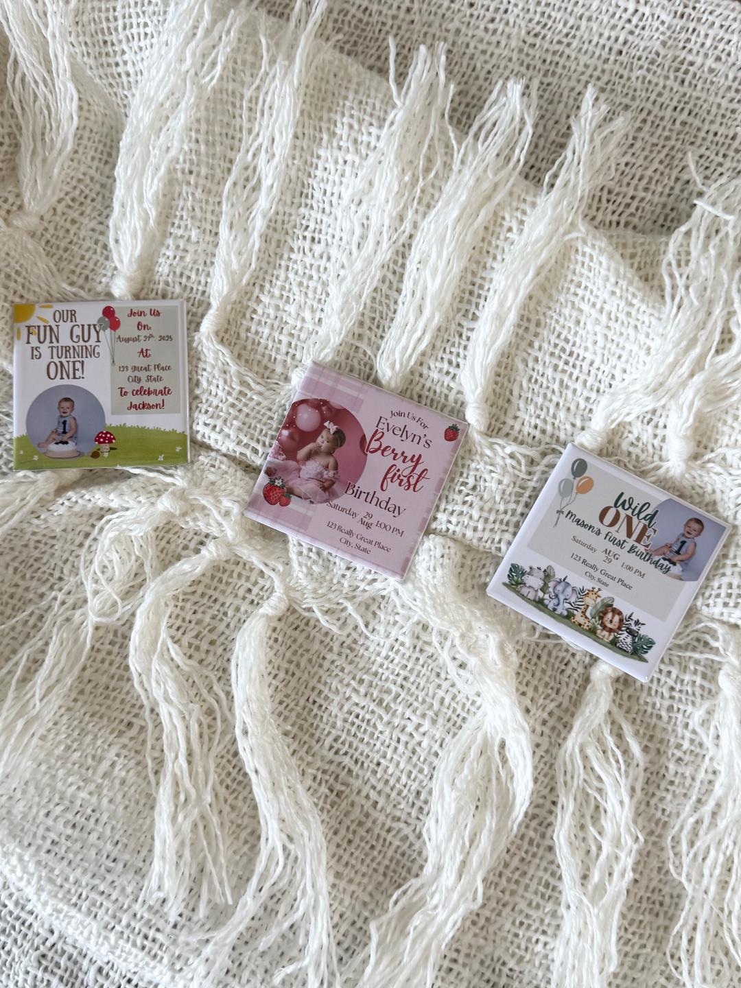 1st Birthday Invitation Magnets