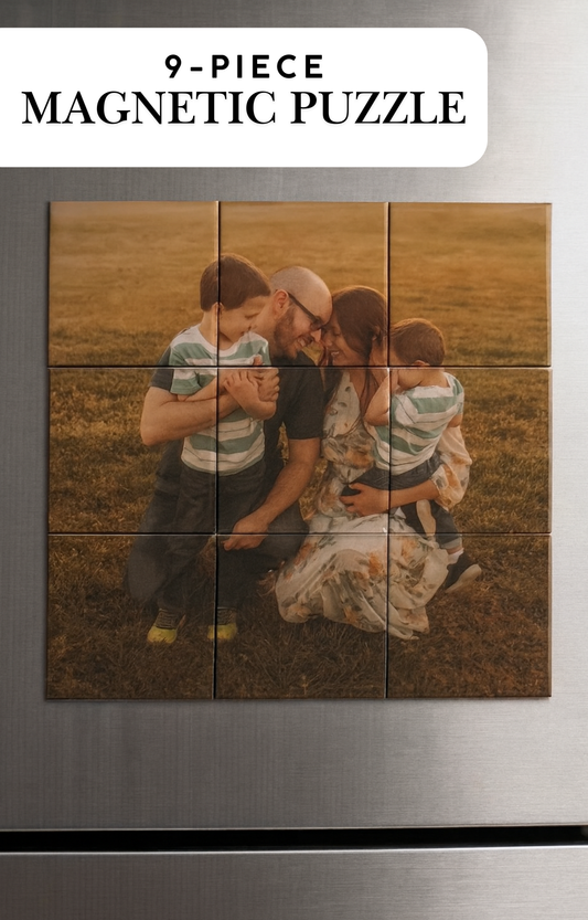 Custom Magnetic Photo Puzzle: 9-piece 2x2 inch Square Magnets | Personalized Picture Puzzle Gift