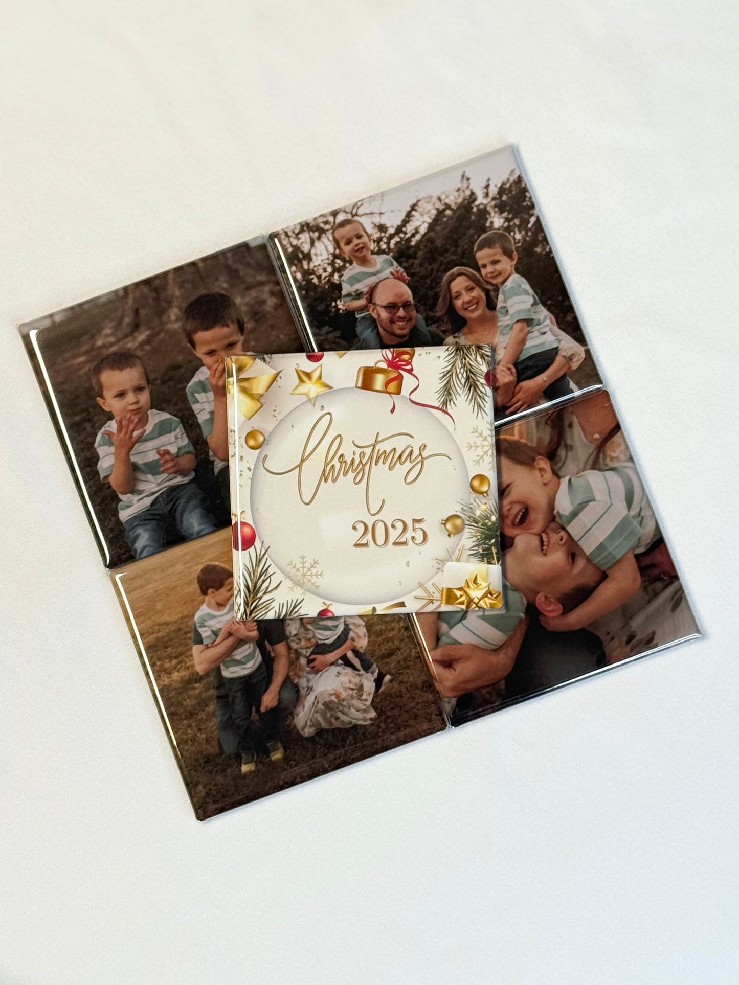 Custom Christmas Photo Magnet Set (Satin Gift Bag Included)