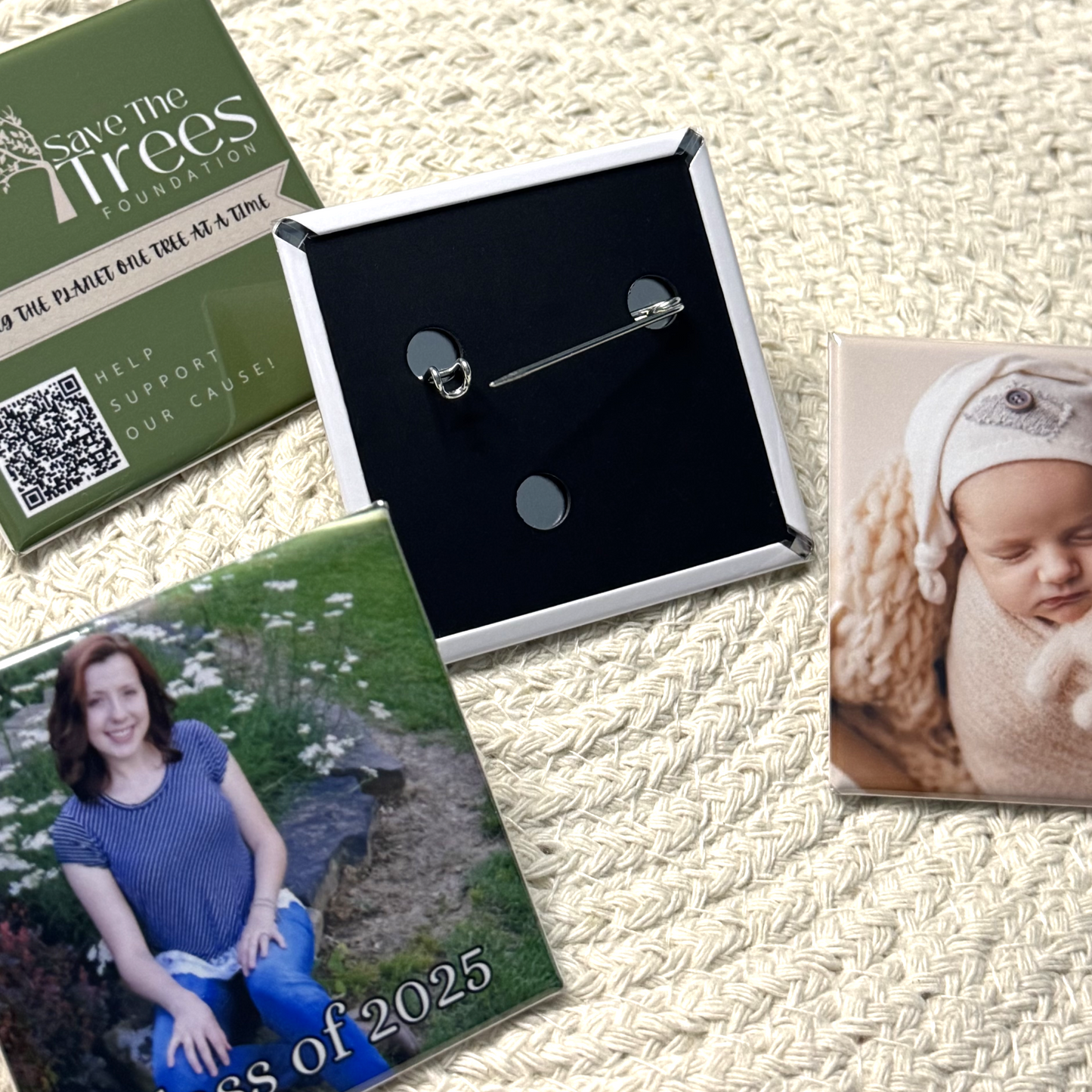 Custom Square Photo Buttons/Pins