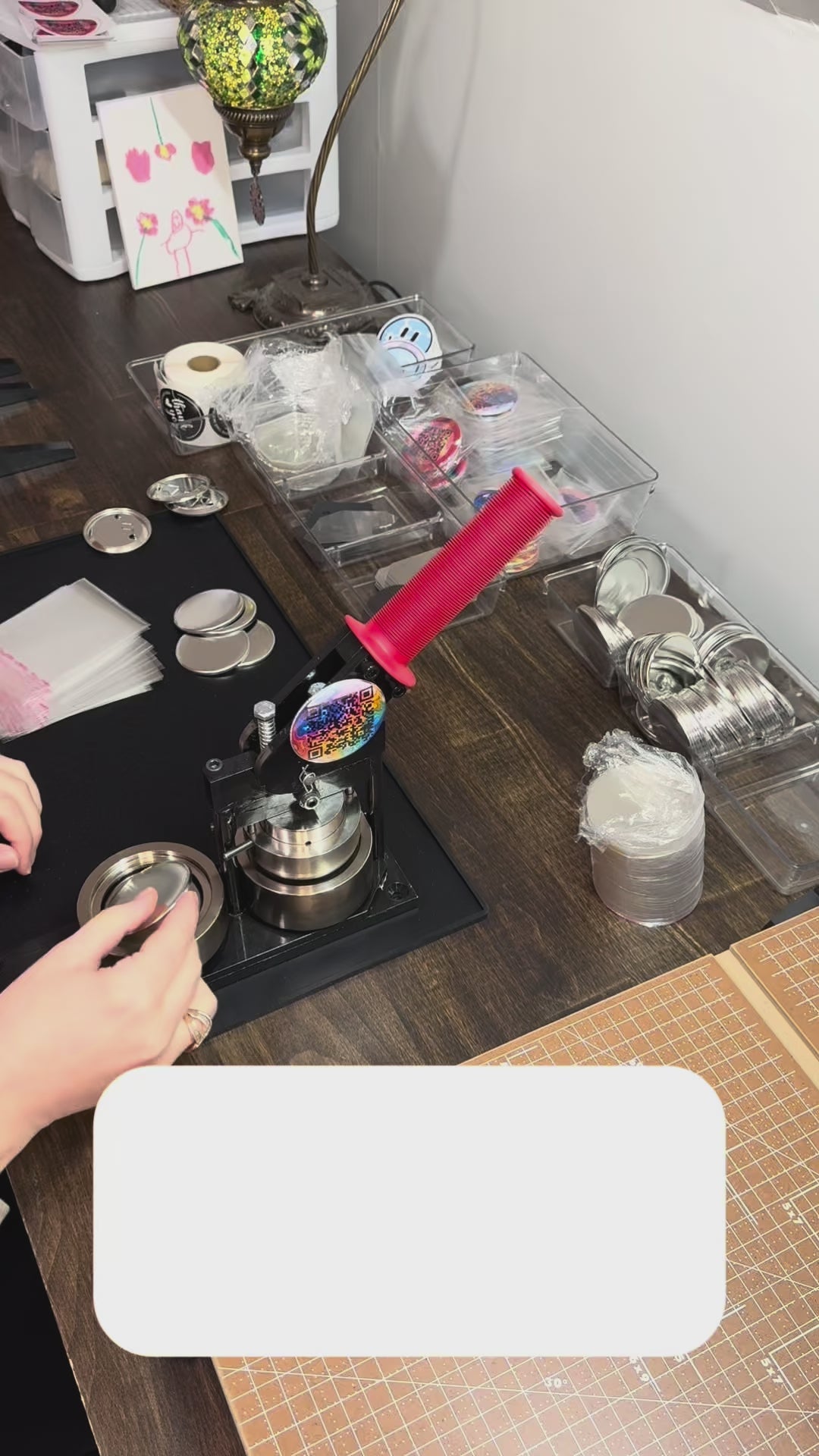 Video shows how the buttons are made and packaged for shipping